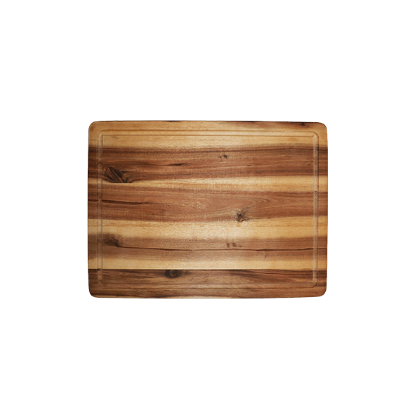 Massives Holz Schneidebrett rechteckig mit Sammelrinne | 29 cm x 28 cm [Personalisierbar]