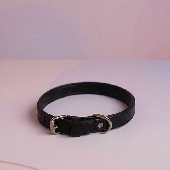 Echtleder Hunde-Halsband, gefüttert | Schwarz - [Personalisierbar]