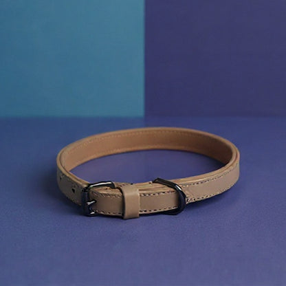 Echtleder Hunde-Halsband, gefüttert | Beige - [Personalisierbar]