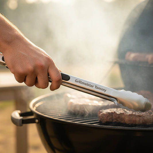 Grillzange Edelstahl mit Sicherheitsverrieglung- [Personalisierbar]