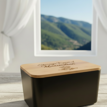 Aufbewahrungsbox mit Bambus-Deckel - [Personalisierbar]