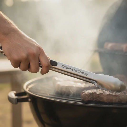 Grillzange Edelstahl mit Sicherheitsverrieglung- [Personalisierbar]